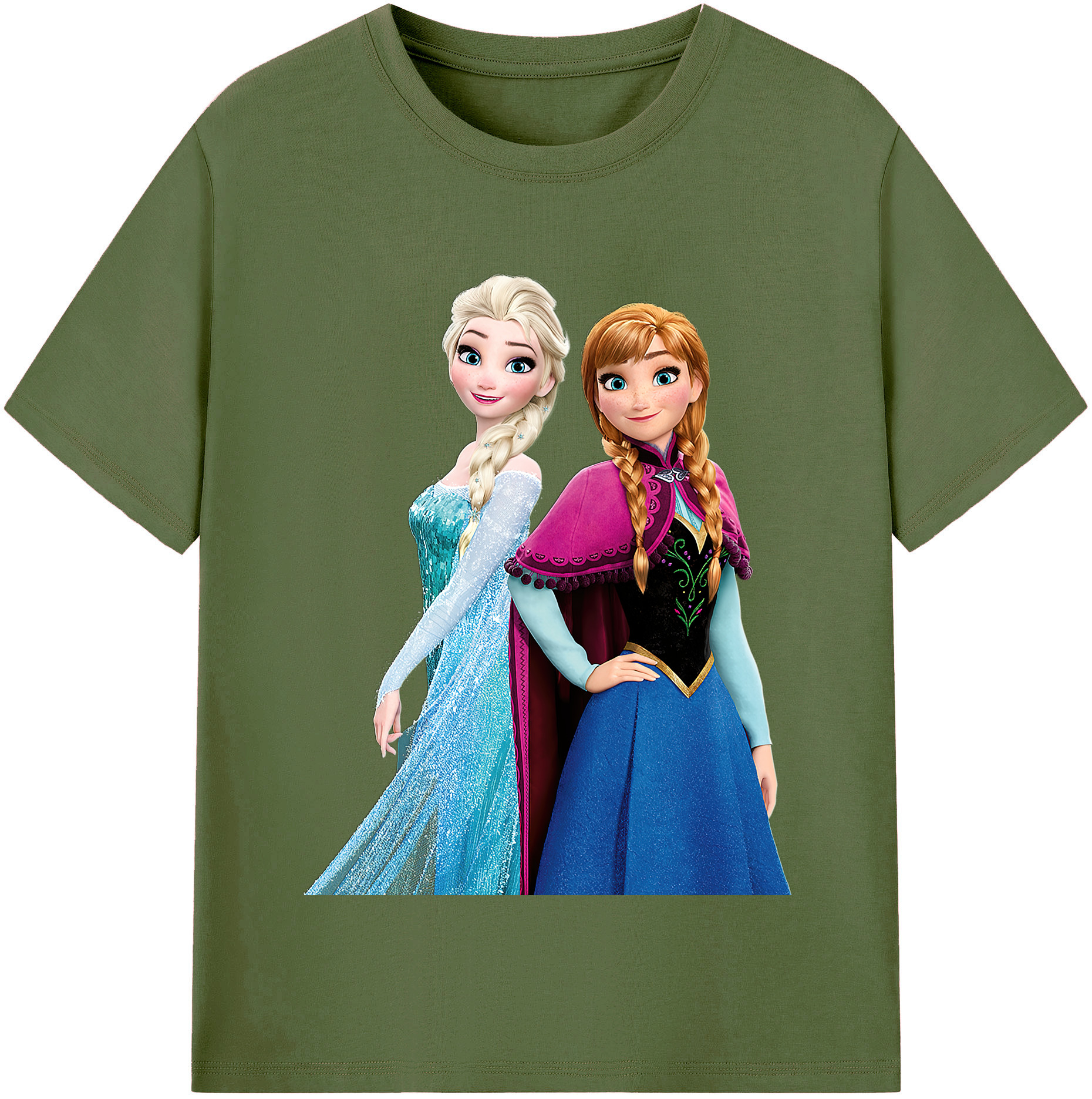 （画像用） アナと雪の女王 アンナ エルサ Frozen Anna Elsa 綿100％半袖Tシャツ（フロントプリント）